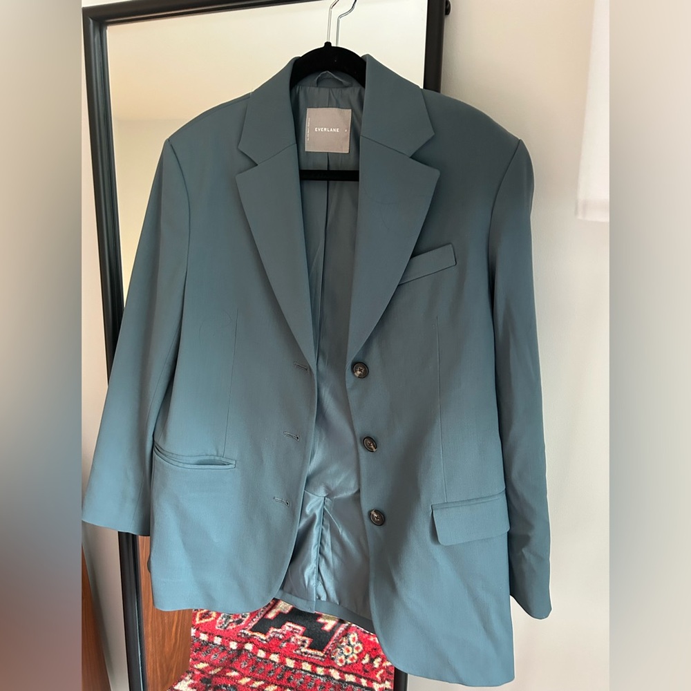 Everlane - the 80's Italian Oversized Wool Blazer in Dusty Blue - Size 4